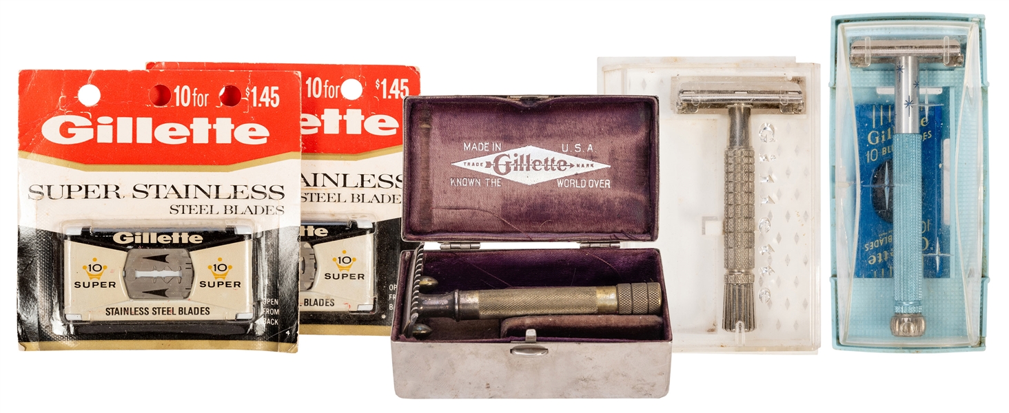  Lot of Three Gillette Safety Razors. Including an early exa...