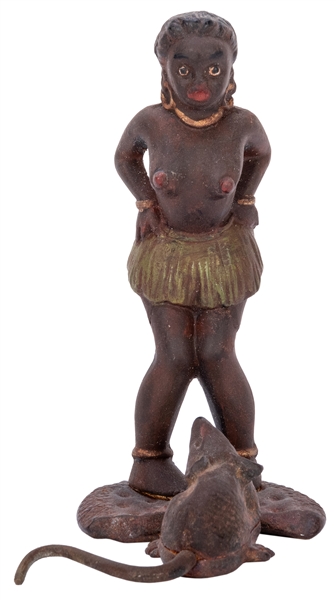  Cast Iron Nude African Woman Figure. Early 20th century cas...