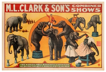  M.L. Clark & Sons Combined Shows. Trained Elephants. Milwau...