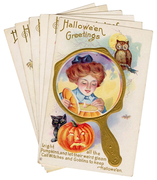  Set of Stecher “Mirror Series” Halloween Postcards. Rochest...