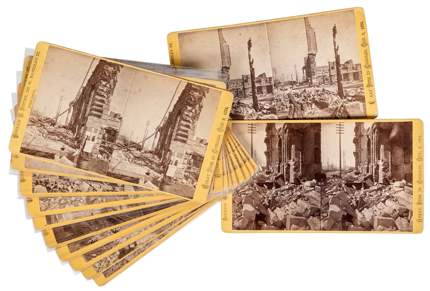  [GREAT CHICAGO FIRE] BARNARD, George N. Stereoscope Cards S...