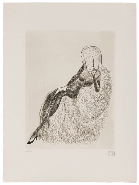  HIRSCHFELD, Al. Marlene Dietrich. 1982. Etching. 13 ¼ x 10”...