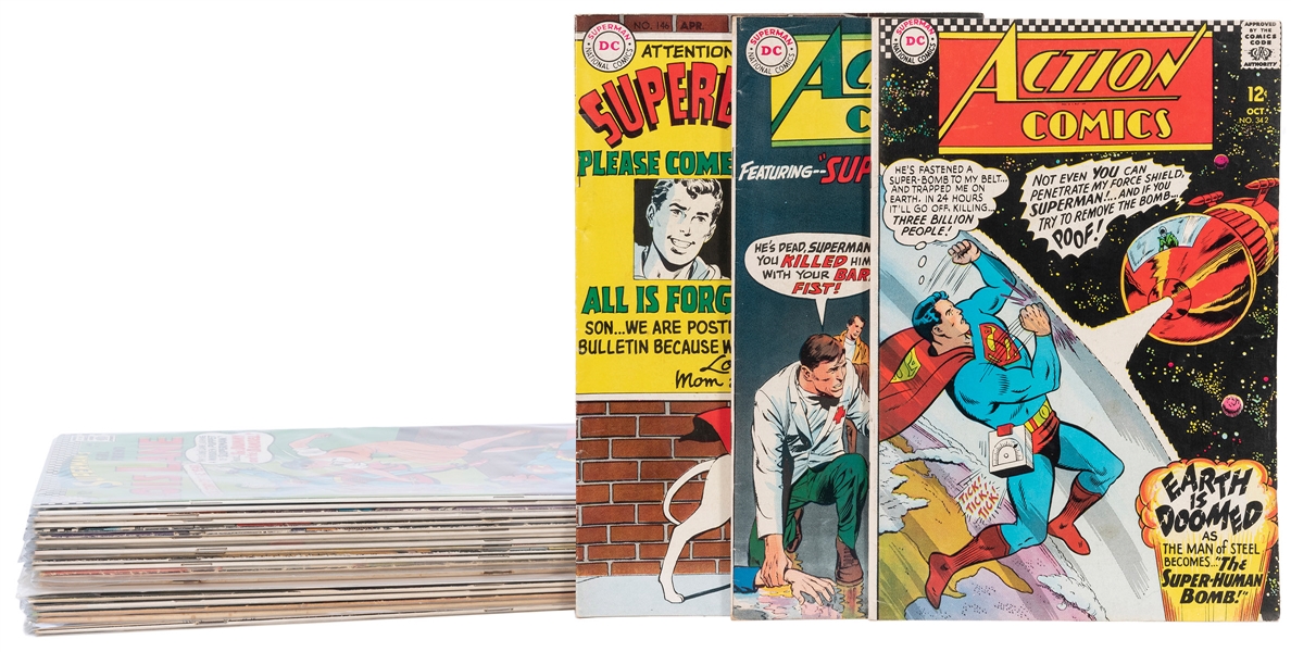  [DC COMICS]. A group of 24 comics featuring Superman, Batma...