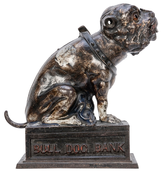  Bulldog Bank. Cromwell, CT: J.E. Stephens, 1880s. Painted c...