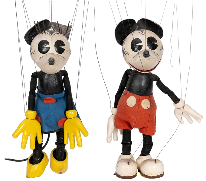  Pair of Large Mickey and Minnie Mouse Marionette Puppets. C...