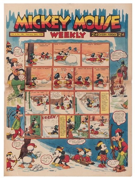  Mickey Mouse Weekly. Vol 3. No. 108. 1938. Full color Briti...