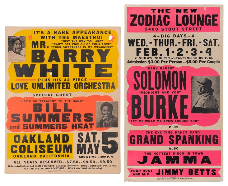  Barry White and Solomon Burke Concert Posters. Circa 1970s....