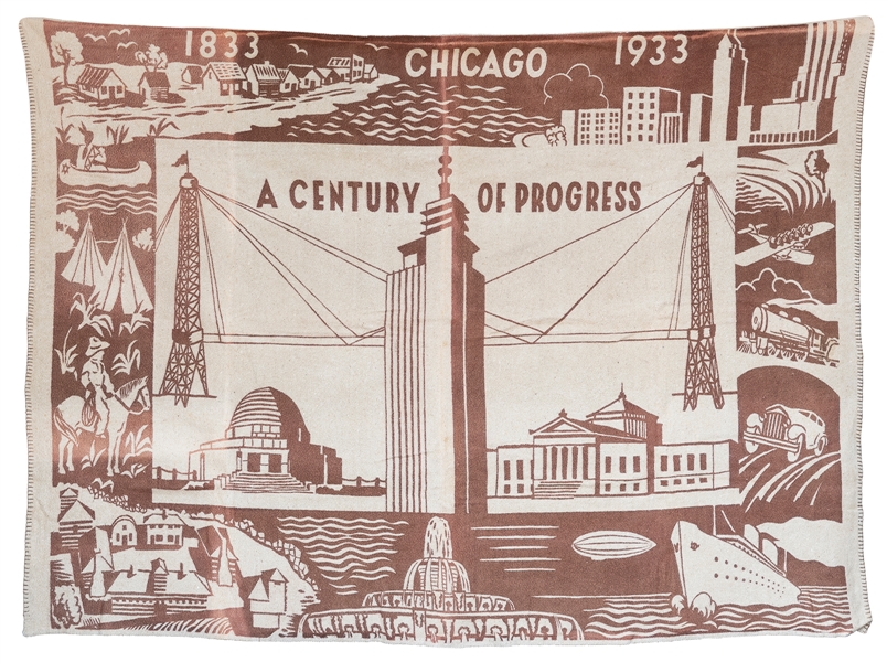  Chicago Century of Progress 1933-34 Wool Blanket. 48 ½ x 63...