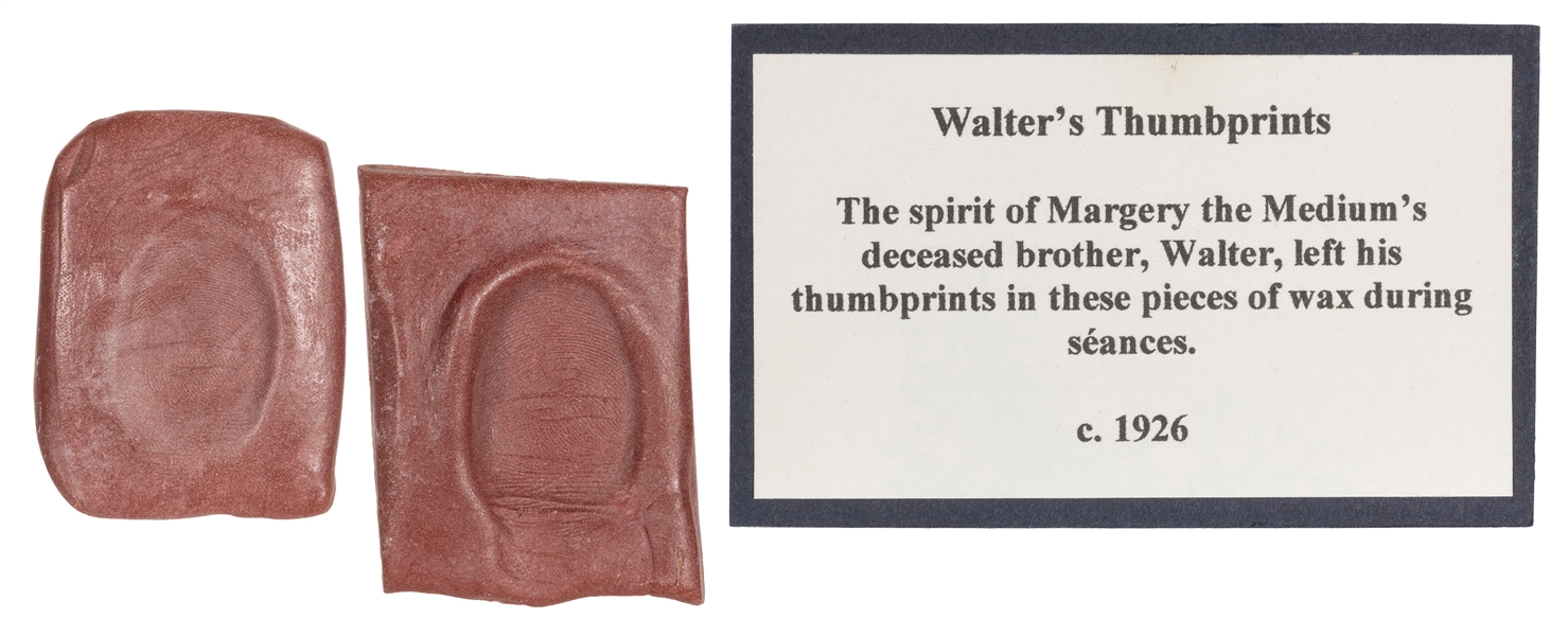  [Margery] Walter’s Thumb Prints. Circa 1926. Set of two dar...