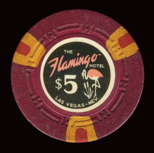  Flamingo Las Vegas $5 Casino Chip. 7th issue. R-8. HCE mold...