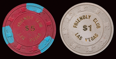  Friendly Club Las Vegas $5 Casino Chip. 1st issue. R-9. Als...
