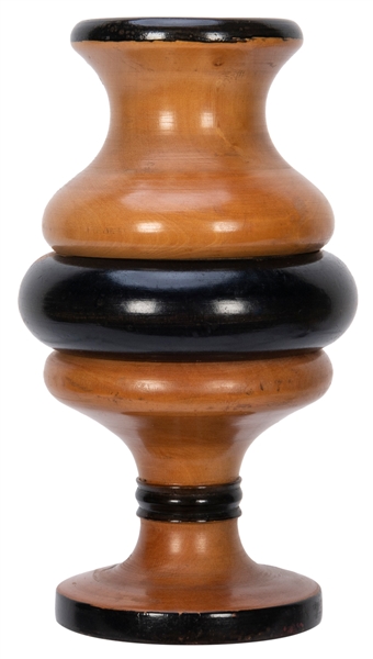  Dice Vase. Circa 1890. Finely turned boxwood vase with ebon...
