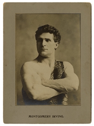  IRVING, Montgomery. Cabinet card photograph of strongman Mo...