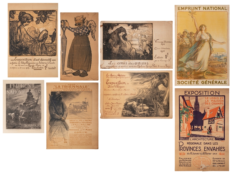  Group of 8 French WWI-era posters. Including: CHABAS, Mauri...