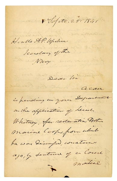  WEBSTER, Daniel (1782–1852). Autograph letter signed (“Danl...