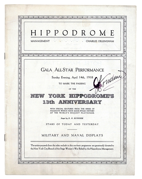  HOUDINI, Harry (Ehrich Weisz). New York Hippodrome’s Annive...