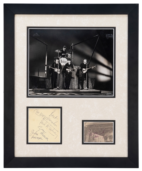  THE BEATLES. Yellow sheet from an autographed album signed ...