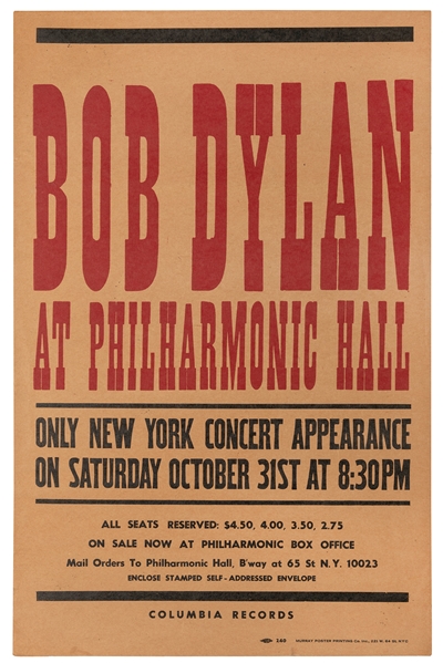 DYLAN, Bob (b. 1941). Bob Dylan at Philharmonic Hall / Only...