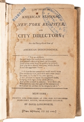  [NEW YORK]. LONGWORTH, David. Longworth’s American Almanac,...