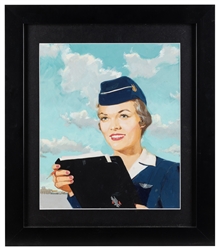  [AIRLINE ILLUSTRATION ART]. American Airlines Stewardess Or...