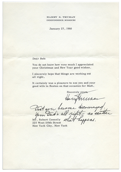 Harry Truman Typed Letter Signed to Robert Connelly. 