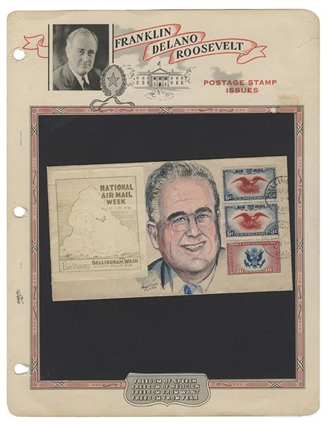 Original Cartoon Artwork of FDR, from the President’s Own “Bouquets & Brickbats” Collection.