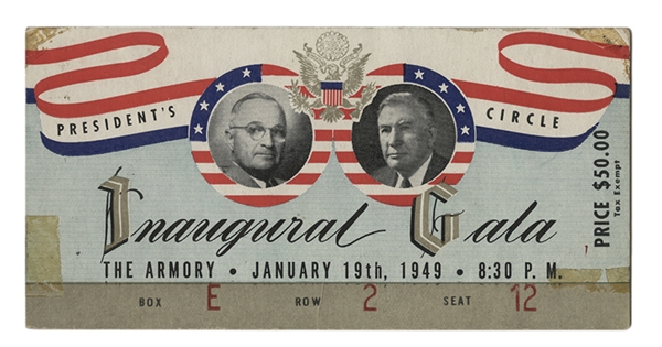 Harry Truman Inaugural $50 Gala Ticket.