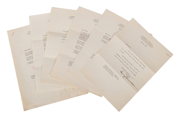 Group of Six Harry Truman Letters, Five Signed. 