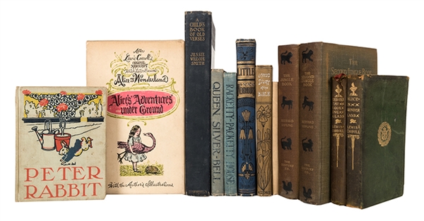 A Dozen Vintage Children’s Books by Lewis Carroll, Rudyard Kipling, Beatrix Potter, and Others. 