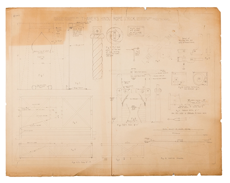 Portfolio of Original Illusion Drawings and Blueprints for Thayer Manufacturing.
