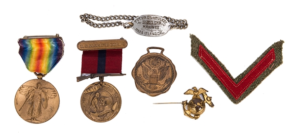 Group of Virgil’s World War I Marine Corps Service Medals. 