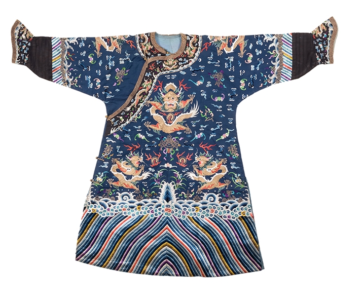 Chinese Imperial Blue Dragon Robe. 