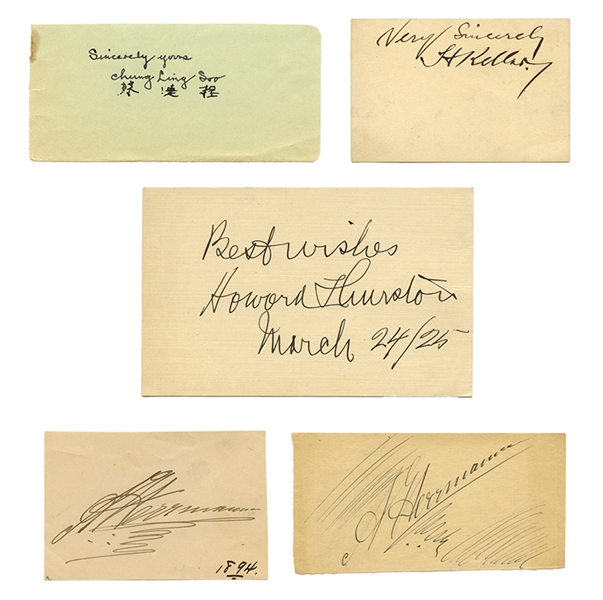 Lot of Five Cut Signatures of Famous Magicians. 