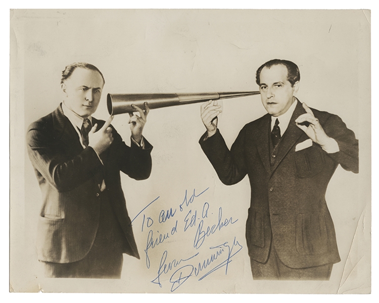 Joseph Dunninger and Harry Houdini Spirit Trumpet Signed Photo. 