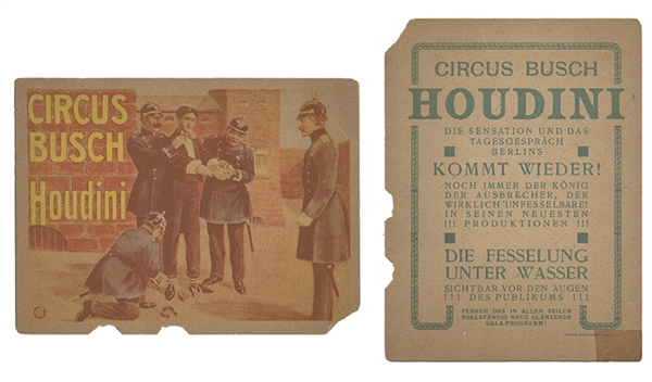 Houdini Circus Busch Water Torture Cell Bill Card.
