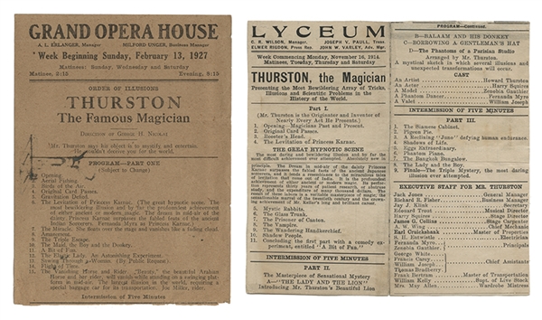 Howard Thurston 1910—11 Route Card, Plus Programs and Handbills. 