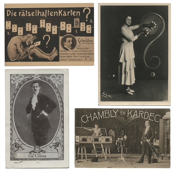 Group of 7 Postcards of German Magicians. 