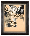 Alfred Hitchcock’s “Blackmail”. Original Advertising Design Artwork. 