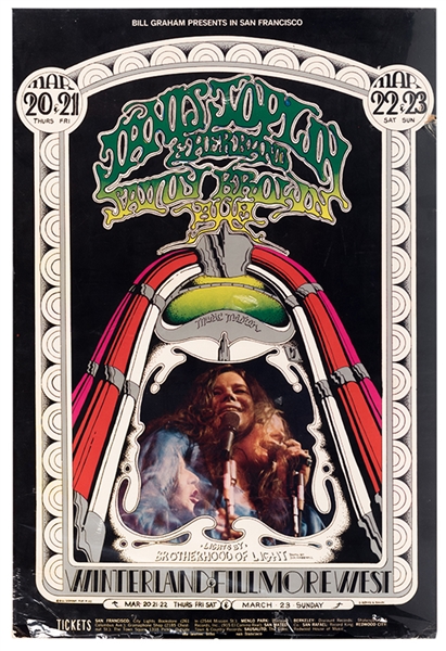 Janis Joplin Winterland & Fillmore West Concert Poster. 