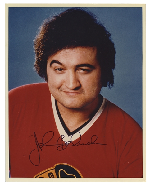 Autographed full color photograph of John Belushi. 