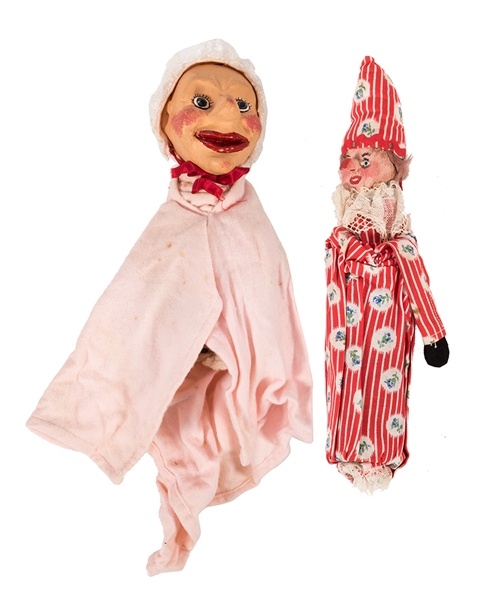 A Set of 12 Punch and Judy Glove/Hand Puppets. 