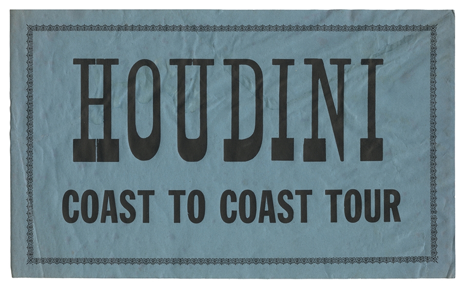 Houdini Coast to Coast Tour Luggage Label. 