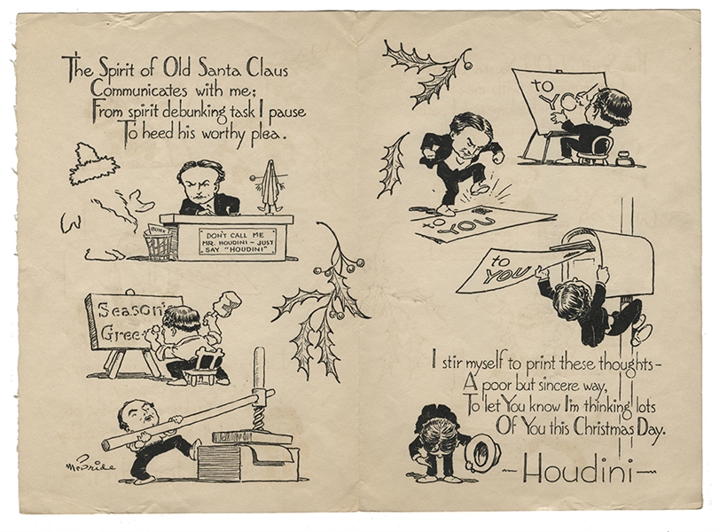 Houdini Cartoon Christmas Card. 