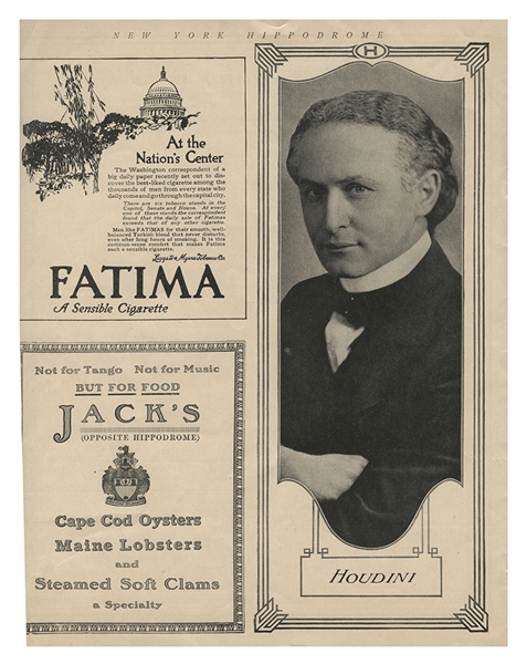 Houdini New York Hippodrome Program. 