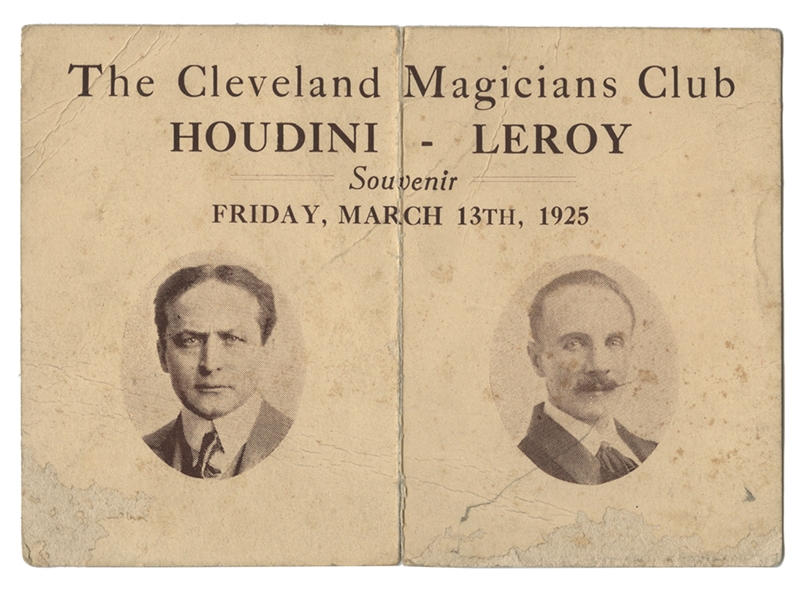 Cleveland Magicians Club. Houdini – LeRoy Souvenir. 