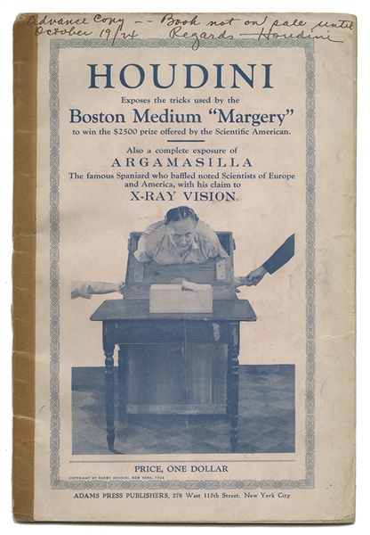 Advance Copy of “Houdini Exposes the Boston Medium Margery” Signed by Bess Houdini on Cover.