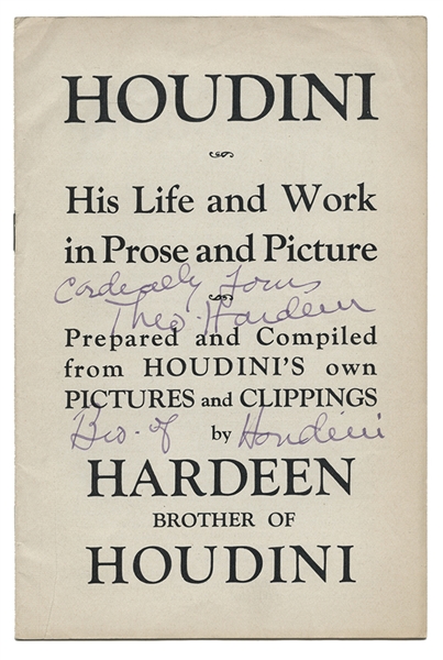 Houdini: His Life and Work in Prose and Picture.