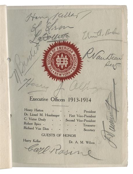 Autographed 1914 S.A.M. Program. 