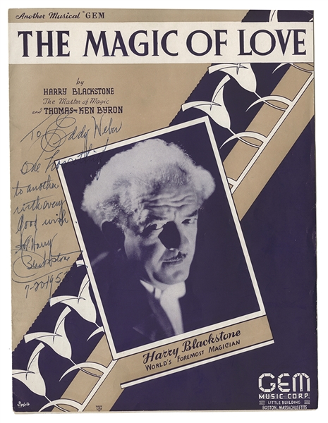 “The Magic of Love” Sheet Music Signed by Harry Blackstone. 