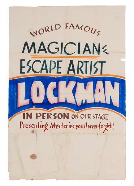 Original Earl Lockman Escape Act Poster, and Other Handbills. 